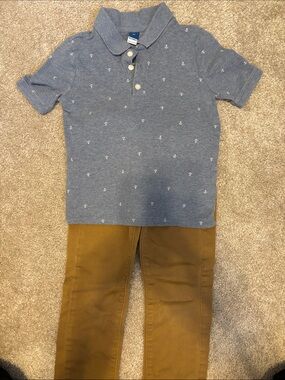 OldNavy boys 5t  Anchor-Print Polo Shirt and slim chinos